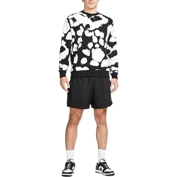 Men's Nike Sportswear Essentitals+ Pattern Full Print Round Neck Long Sleeves Black DM6915-010