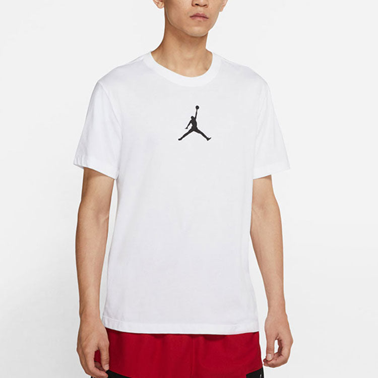 Air Jordan Jumpman Logo Printing Sports Round Neck Short Sleeve White CW5191-102