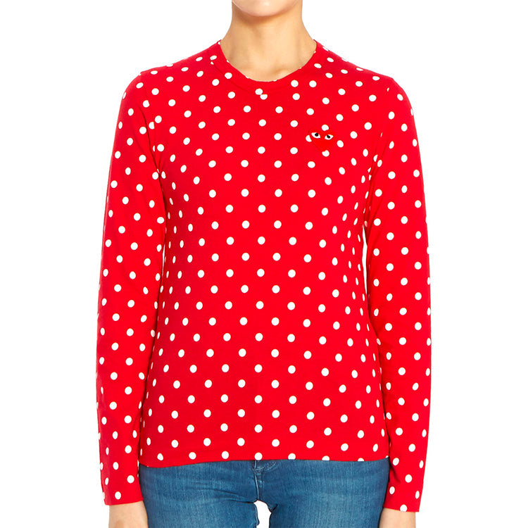 (WMNS) COMME des GARCONS PLAY Polka Dot Long Sleeve Tee 'Red White' AZ-T165-051-3