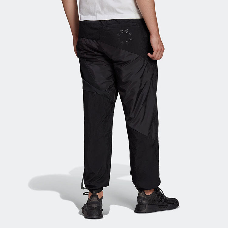 Men's adidas originals Casual Solid Color Splicing Sports Pants/Trousers/Joggers Black HE2953
