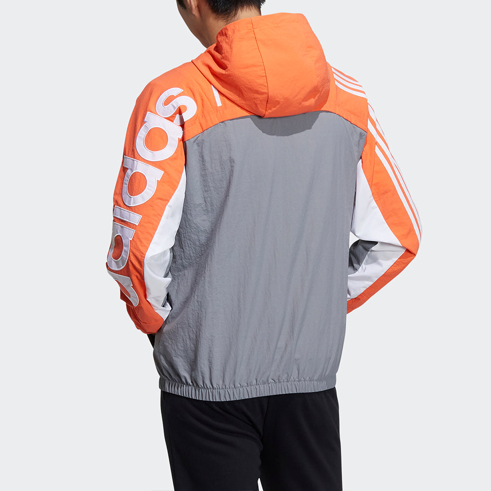 adidas neo M Cs Cb Wb Logo Embroidered Splicing Contrasting Colors Hooded Jacket Orange GP5701