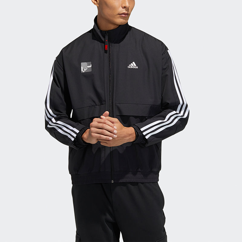 adidas Cny Jkt South Fleece Lined Stay Warm Stand Collar Sports Jacket Black GP1823