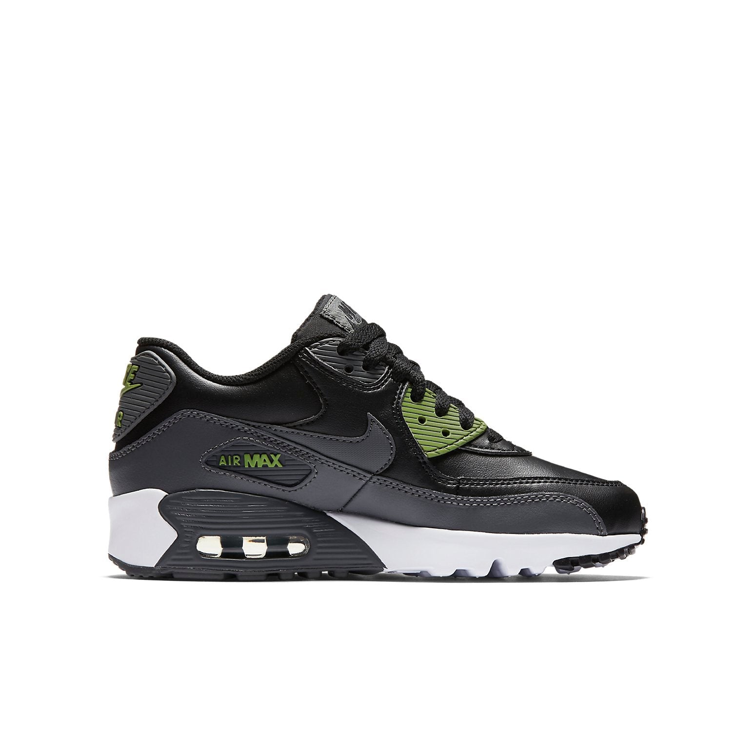 (GS) Nike Air Max 90 LTR Leather 'Black White Green' 833412-008