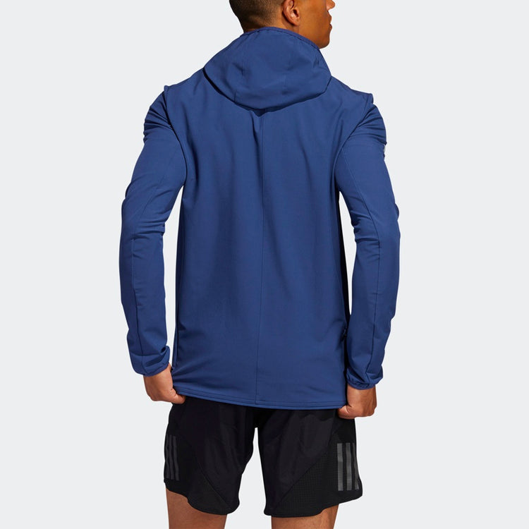 adidas Solid Color Running Sports Hooded Jacket Blue FR0800