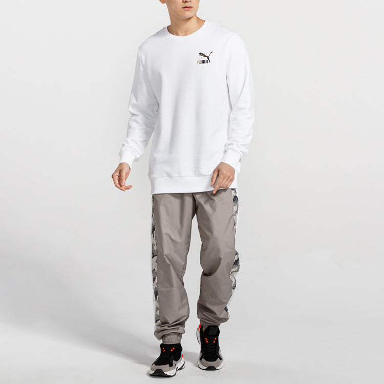 PUMA Camouflage Logo Printing Round Neck Pullover White 578884-02