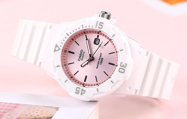 CASIO Waterproof Sports Pink DialWhite Strap PinkWhite Analog LRW-200H-4E3