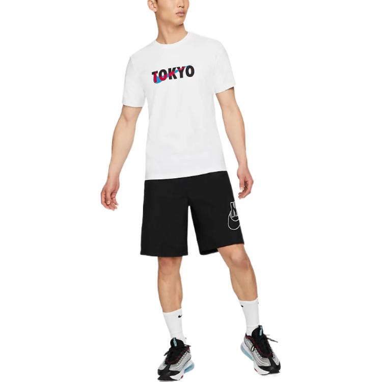 Men's Nike Alphabet Logo Printing Casual Round Neck Pullover Short Sleeve White T-Shirt DJ4831-100