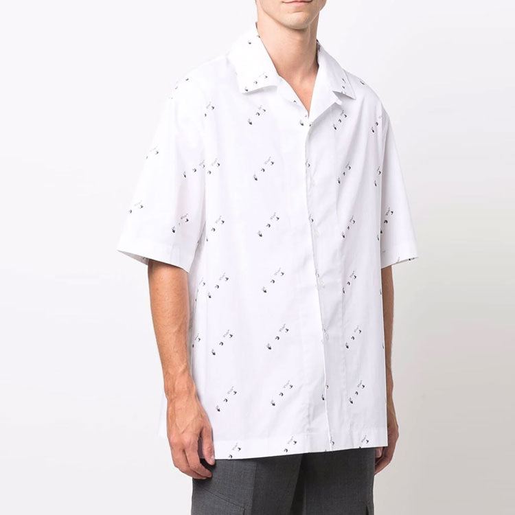 Off-White Full Print Short Sleeve Button Shirt Loose Fit White OMGA196F21FAB0050101