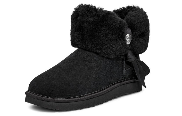 (WMNS) UGG Cinched Fur Mini Snow Boots Black 1106909-BLK