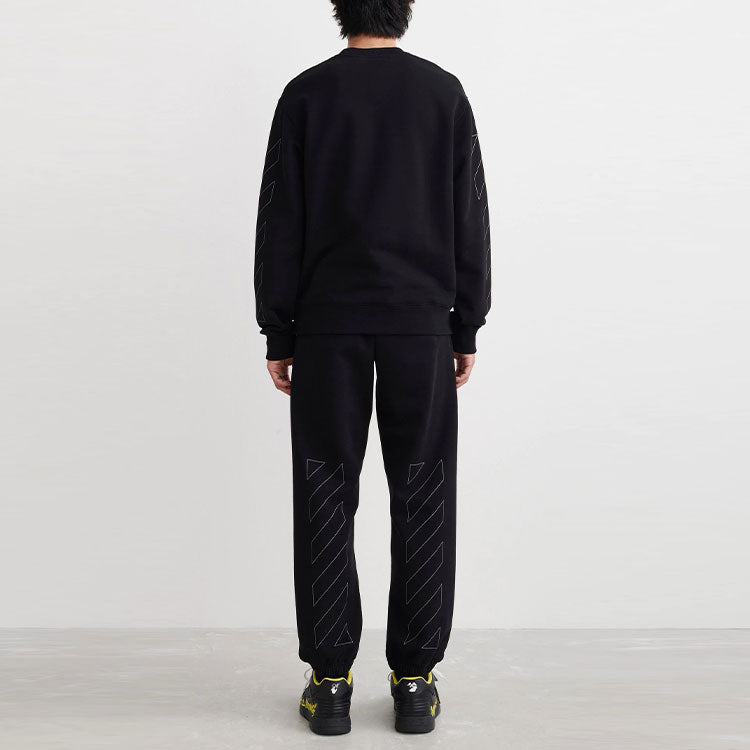 Men's Off-White SS22 Printing Round Neck Black OMBA057C99FLE0021010