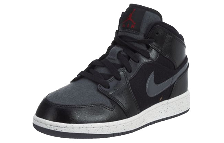 (GS) Air Jordan 1 Mid Premium 'Black Dark Grey' 852548-002