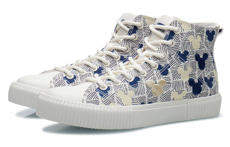 (WMNS) Li-Ning x Disney Canvas Hi Shoes 'White Blue Yellow' AGCR284-3