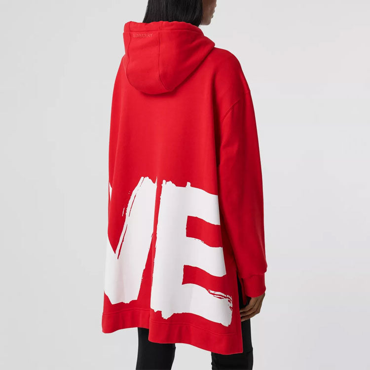 (WMNS) Burberry Love Printing Loose Hoodie Red 80381291