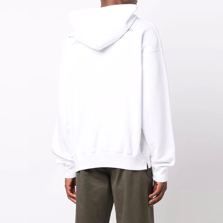Off-White FW21 Pattern Alphabet Printing Drawstring Pullover Version White OMBB085F21FLE0130184