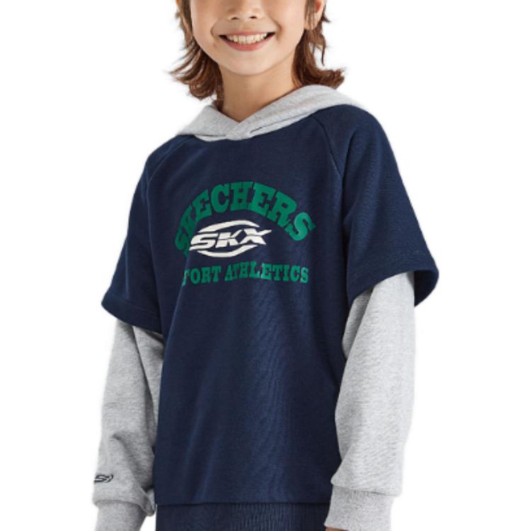 (GS) Skechers SKX Graphic Hoodie 'Black Grey' P123B017
