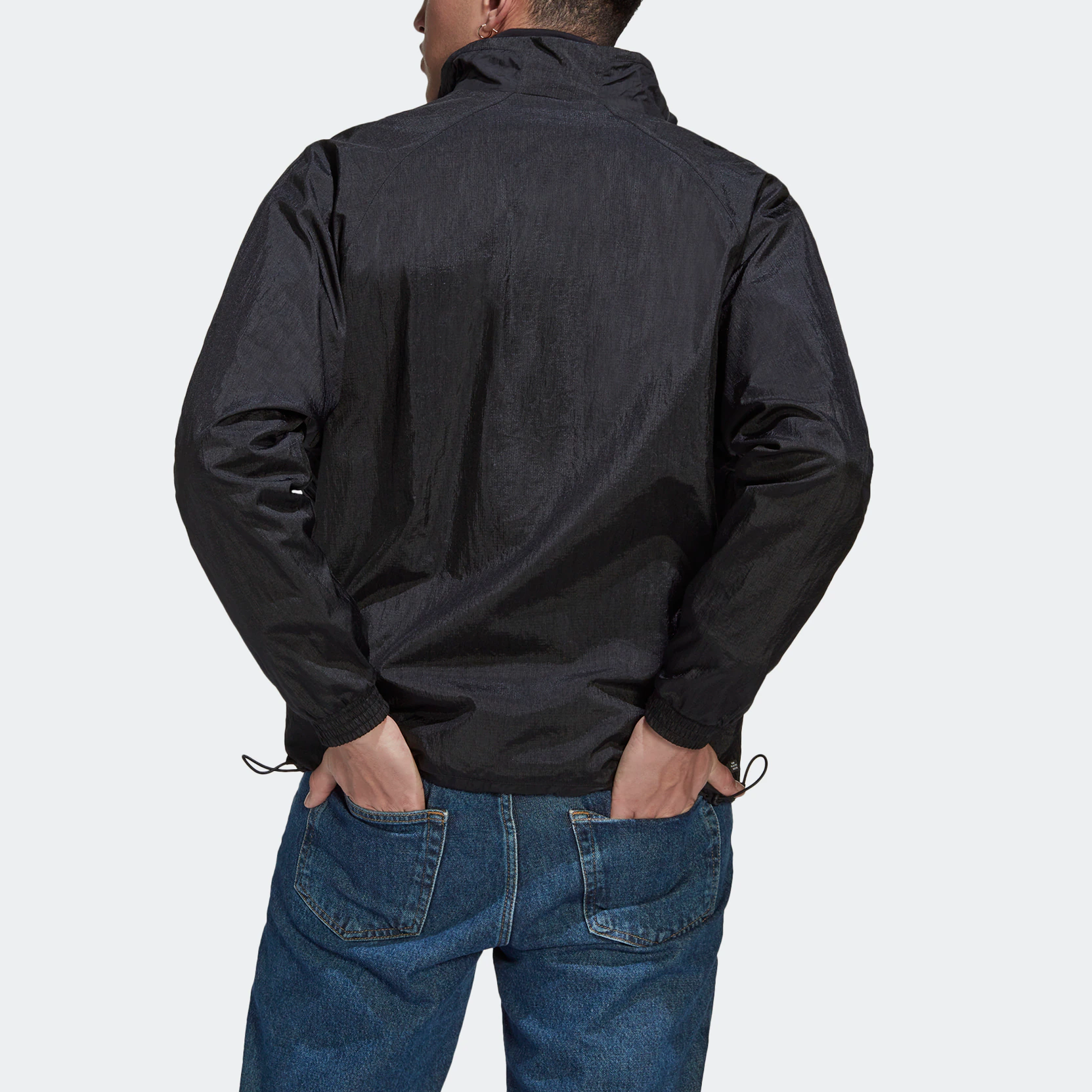 Men's adidas originals Mtrlmix Trcktt Solid Color Logo Embroidered Stand Collar Sports Jacket Black HK2730