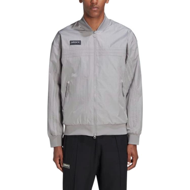 Men's adidas originals x Spezial Crossover Logo Zipper Solid Color Pocket Jacket Gray HC0405