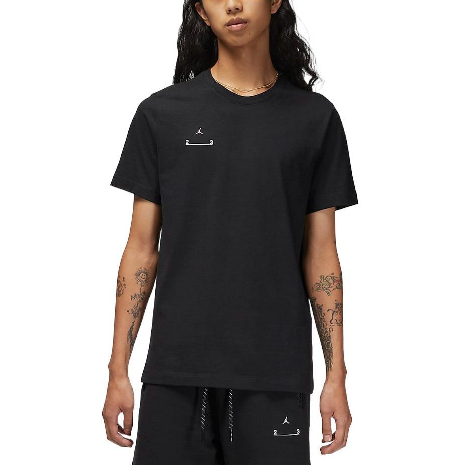 Men's Air Jordan Solid Color Alphabet Logo Printing Round Neck Casual Short Sleeve Black T-Shirt DQ7359-010