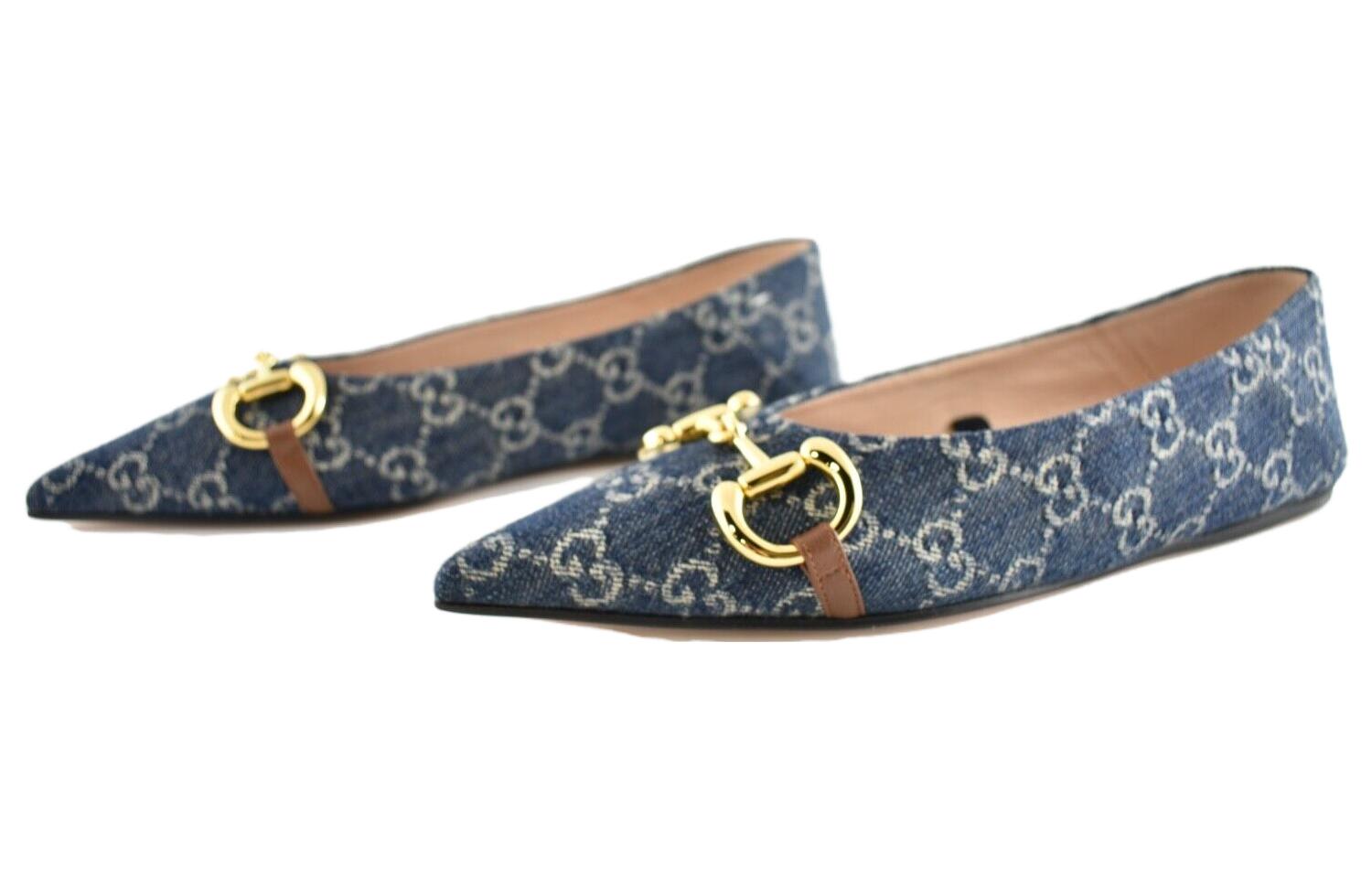 (WMNS) Gucci Denim Ballet Flat With Horsebit 'Blue' 635101-2KQ80-4462