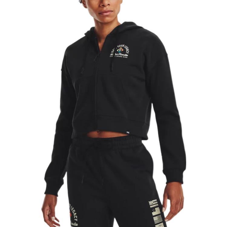 (WMNS) Under Armour Project Rock Heavyweight Terry Family Full-Zip Jacket 'Black' 1379002-001