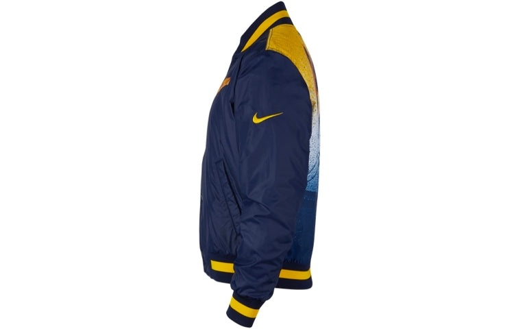 Nike NBA MENS Ce Courtside Golden State Warriors Fleeced Baseball Jacket Blue Dark blue CN1439-419