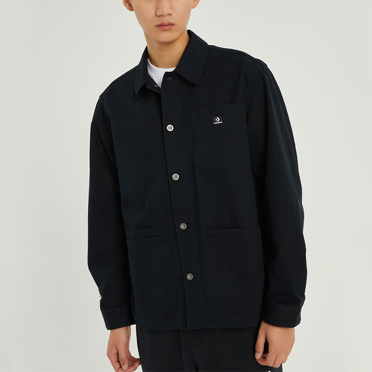 Men's Converse SS22 Cargo Casual Long Sleeves Autumn Black Shirt 10024172-A02
