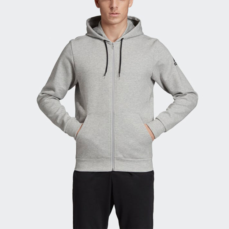 Men's adidas Zipper Hooded Track Jacket Gray DX7658