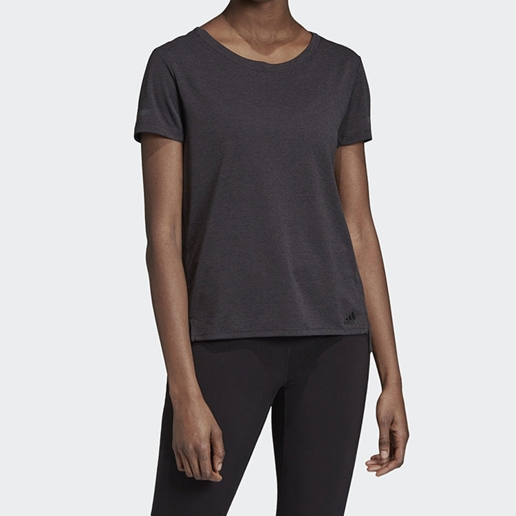 (WMNS) adidas Training Sports Round Neck Short Sleeve Metallic Black EI6380