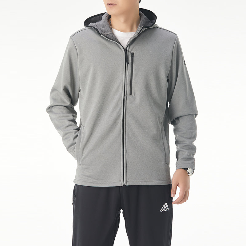 adidas Perfom Fl Jkt Solid Color Fleece Lined Stay Warm Hooded Jacket Gray GV3516