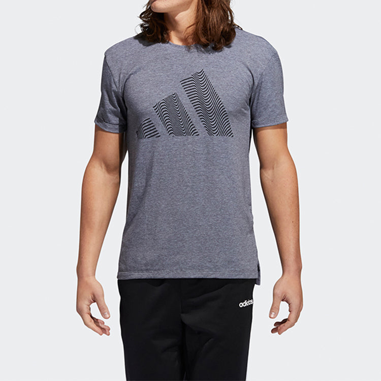 adidas Three-Bar Tee logo Printing Short Sleeve Black GR7070