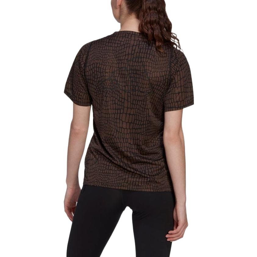 (WMNS) adidas Run Icons Crocodile Print Running T-Shirt Asia Sizing 'Black' HN0676