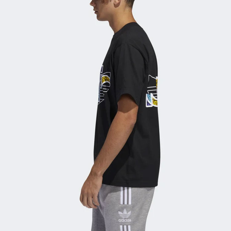 adidas originals Logo Printing Sports Round Neck Short Sleeve Black FM1573