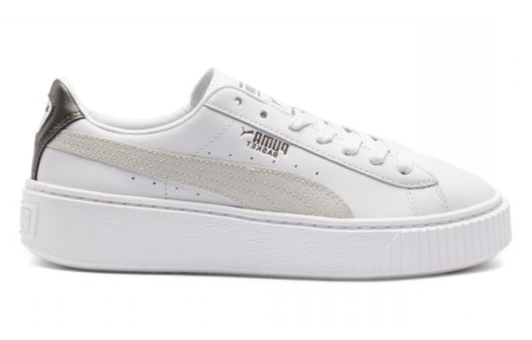 (WMNS) PUMA Basket Platform Low Top Casual Skate Shoes Unisex White 367850-01