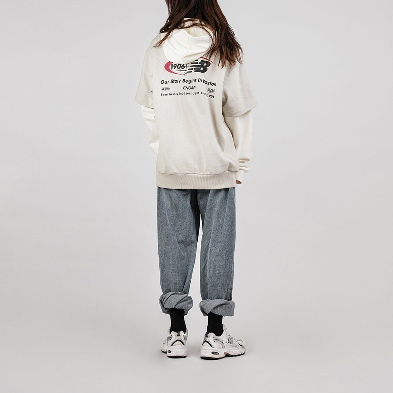 New Balance Fake Two Sweatshirt Asia Sizing 'Grey' NCA34023-BEI
