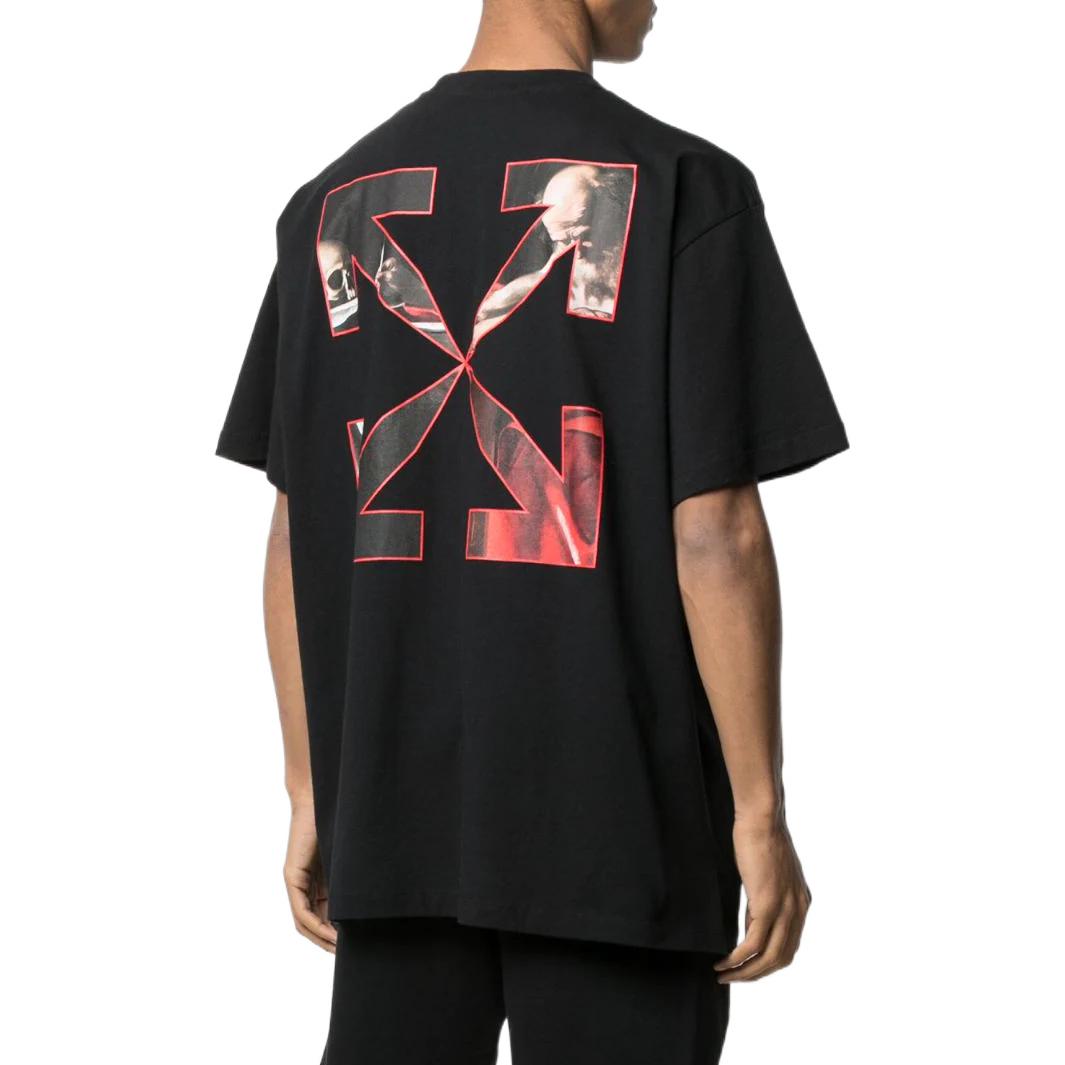 Men's Off-White SS22 Pattern Round Neck Short Sleeve Version Black T-Shirt OMAA038R21JER0031025BLACK
