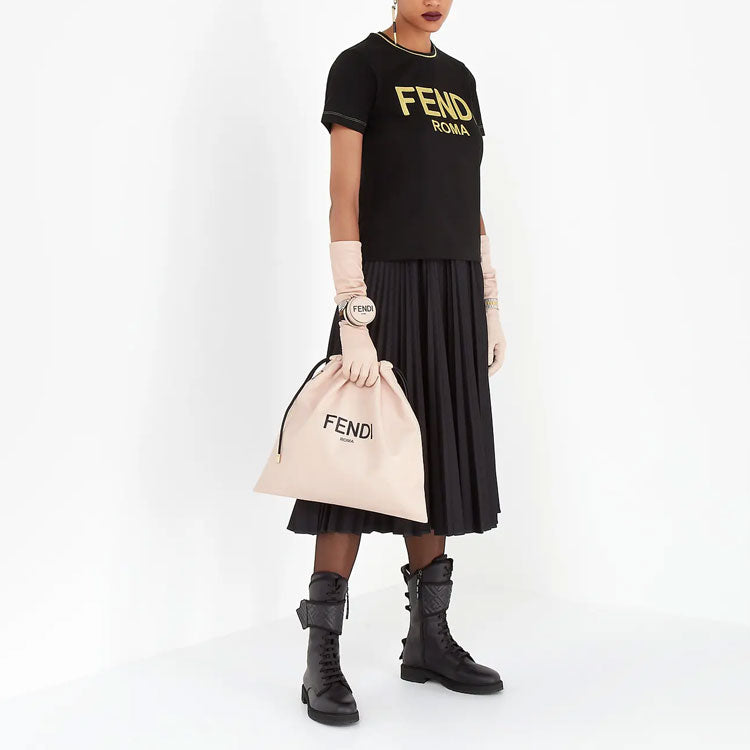 FENDI SS21 Solid Color Knit Short Sleeve Black FS7254AC6BF0GME