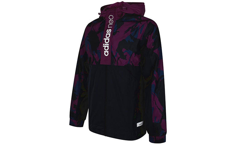 adidas neo M Ss Gr Wb Camouflage Splicing Sports Jacket Blue Purple FN6524