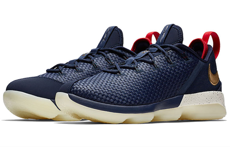 Nike LeBron 14 Low 'Midnight Navy University Red Metallic Gold' 878635-400