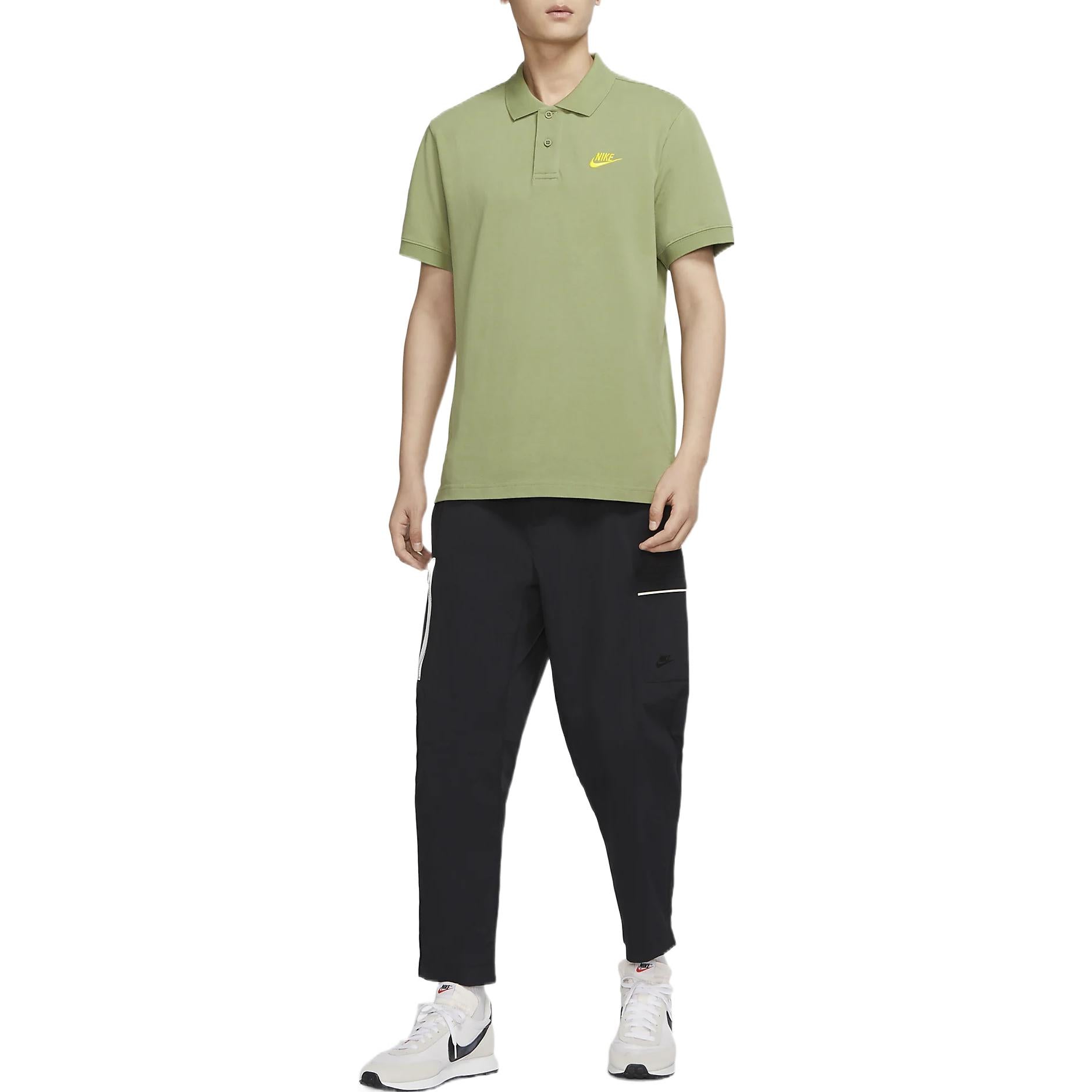 Nike Sportswear Solid Color Logo Embroidered Short Sleeve Polo Shirt Green CJ4457-334
