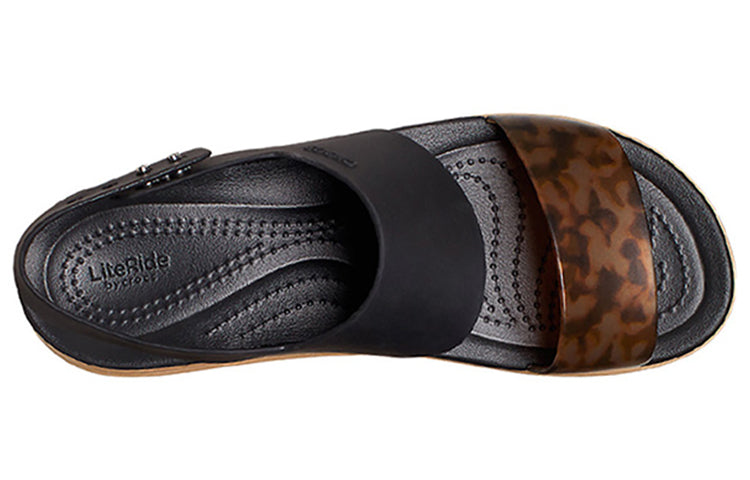 (WMNS) Crocs Brooklyn Tort Low Wedge 'Black Brown' 207864-0C4