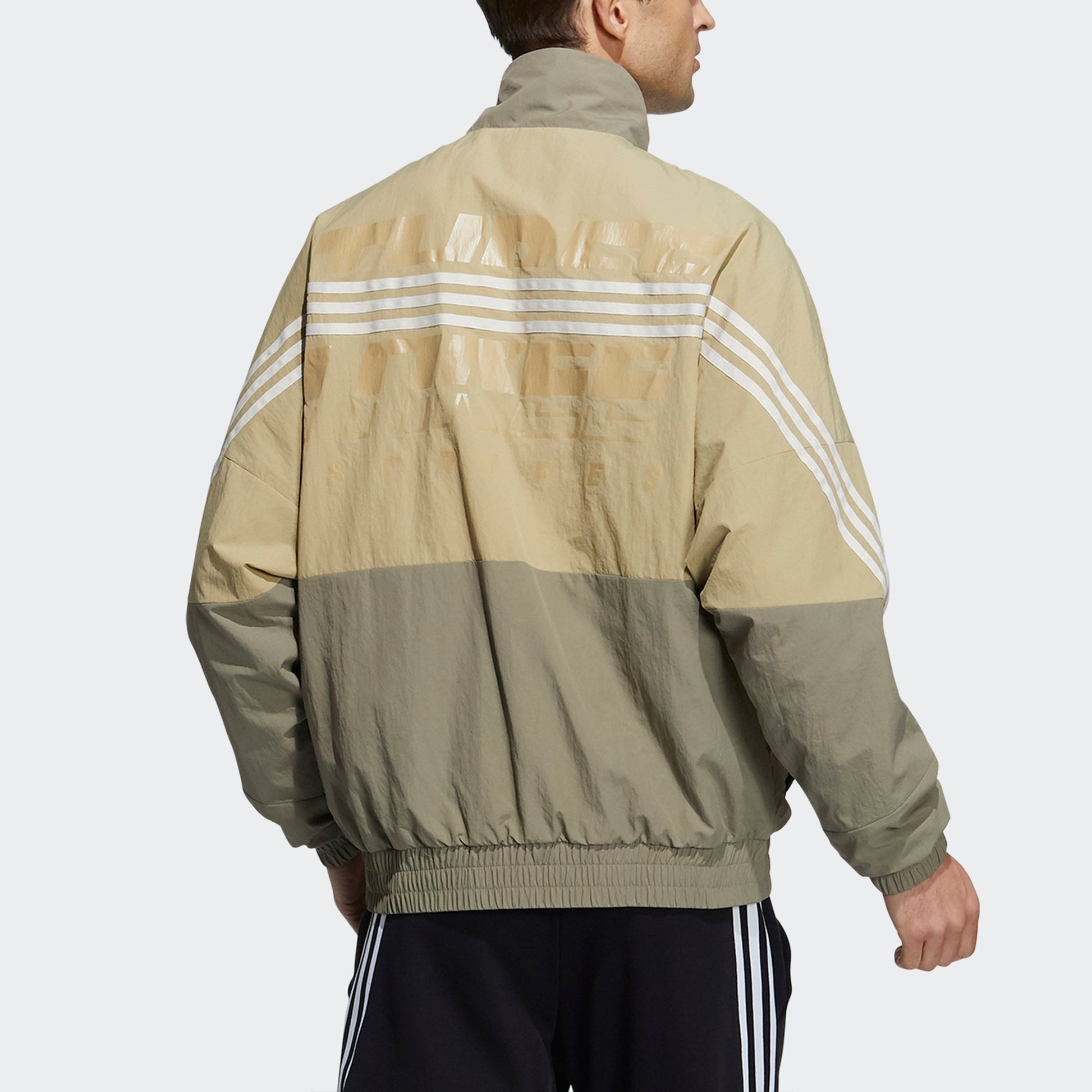 Men's adidas Si Wov Jkt Contrasting Colors Sports Stand Collar Logo Jacket Autumn Olive GT6357
