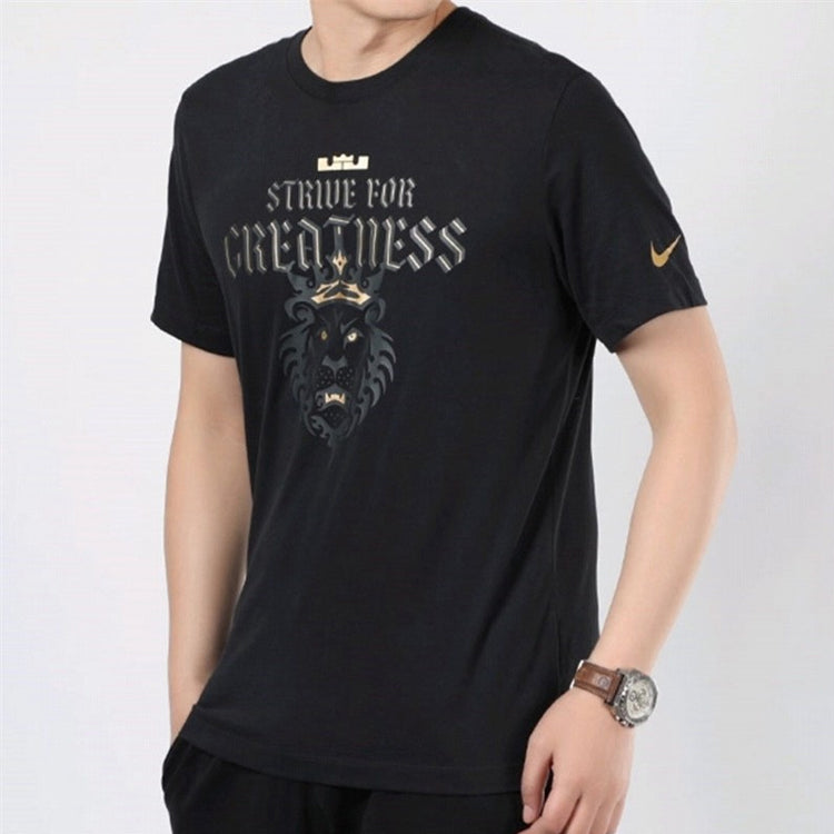 Nike LeBron James Basketball Sports Printing Round Neck Short Sleeve Black DD9342-010