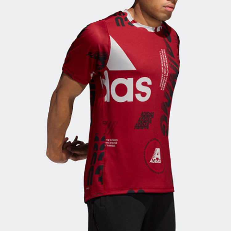 adidas Training Sports Round Neck Short Sleeve Red EI6433