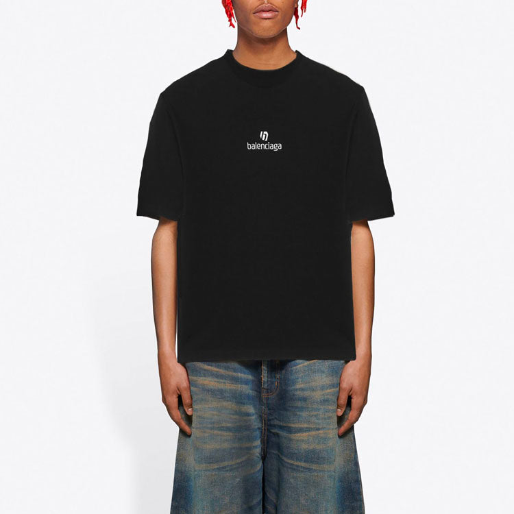 Men's Balenciaga Alphabet Printing Short Sleeve Black 612966TJVD91034