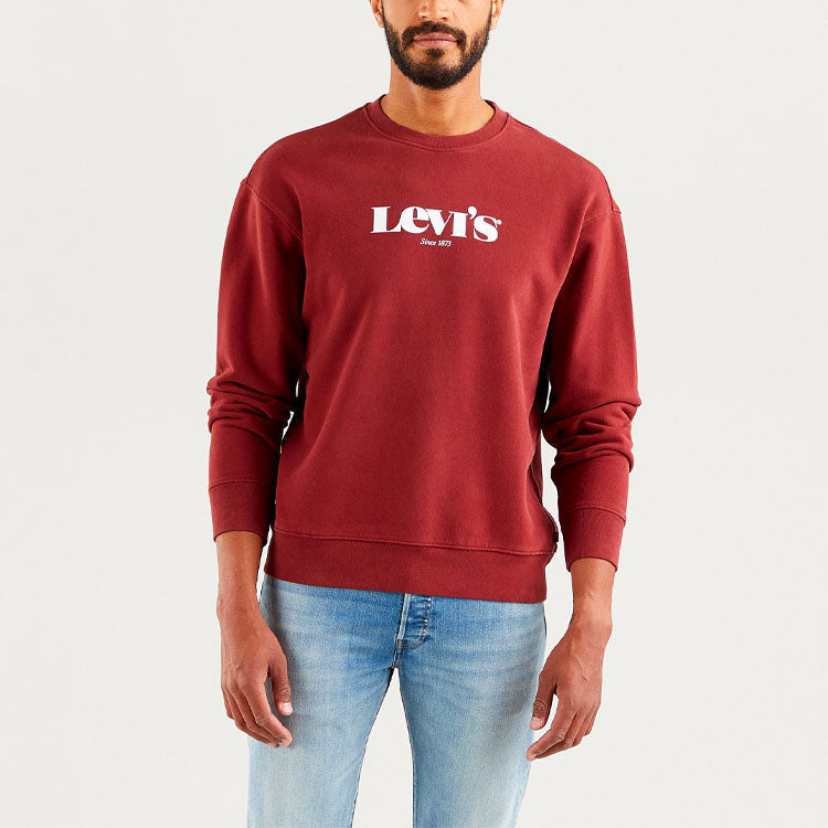Men's Levis Pure Cotton Printing Round Neck Red Brown 38712-0023