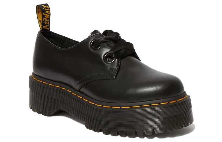 (WMNS) Dr. Martens Holly Leather Platform Shoes 'Black Buttero' 25234001
