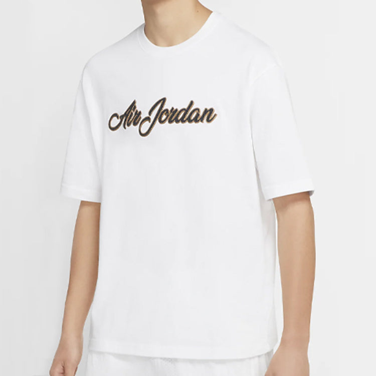 Air Jordan Remastered Logo Embroidered Round Neck Short Sleeve White CJ6218-100