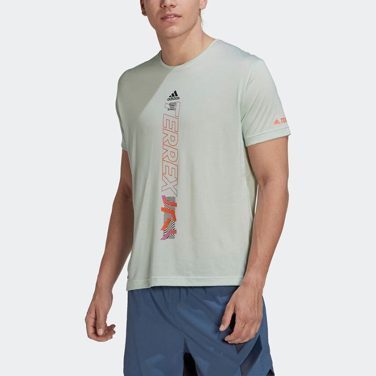 Men's adidas Alphabet Logo Printing Round Neck Short Sleeve Japanese Version Green T-Shirt HI6196