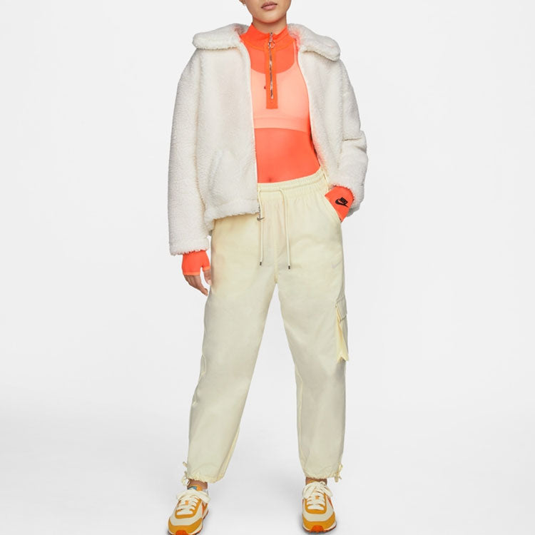 (WMNS) Nike CNY New Year's Edition Lamb's Wool Solid Color Lapel Jacket Sail White DQ5366-133