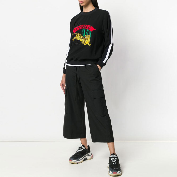 (WMNS) KENZO Pattern Long Sleeves Pullover Sports Hoodie Black F862TO1205AC-99